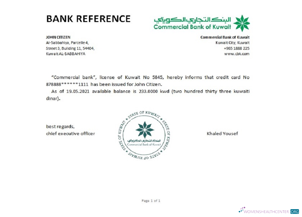 Download Kuwait Commercial Bank reference Photoshop template